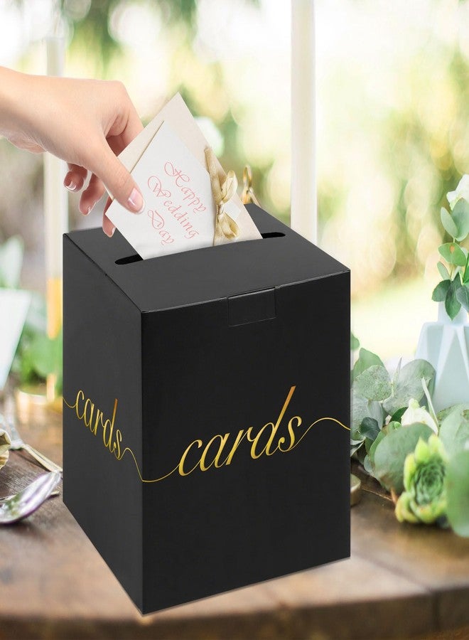 Adecortalk Black Wedding Card Box Gold Letter Gift Card Boxes Party Collection Receiving Box Holder for Party Wedding Reception Birthday Baby Shower Graduation Raffle Decorations - Image 5
